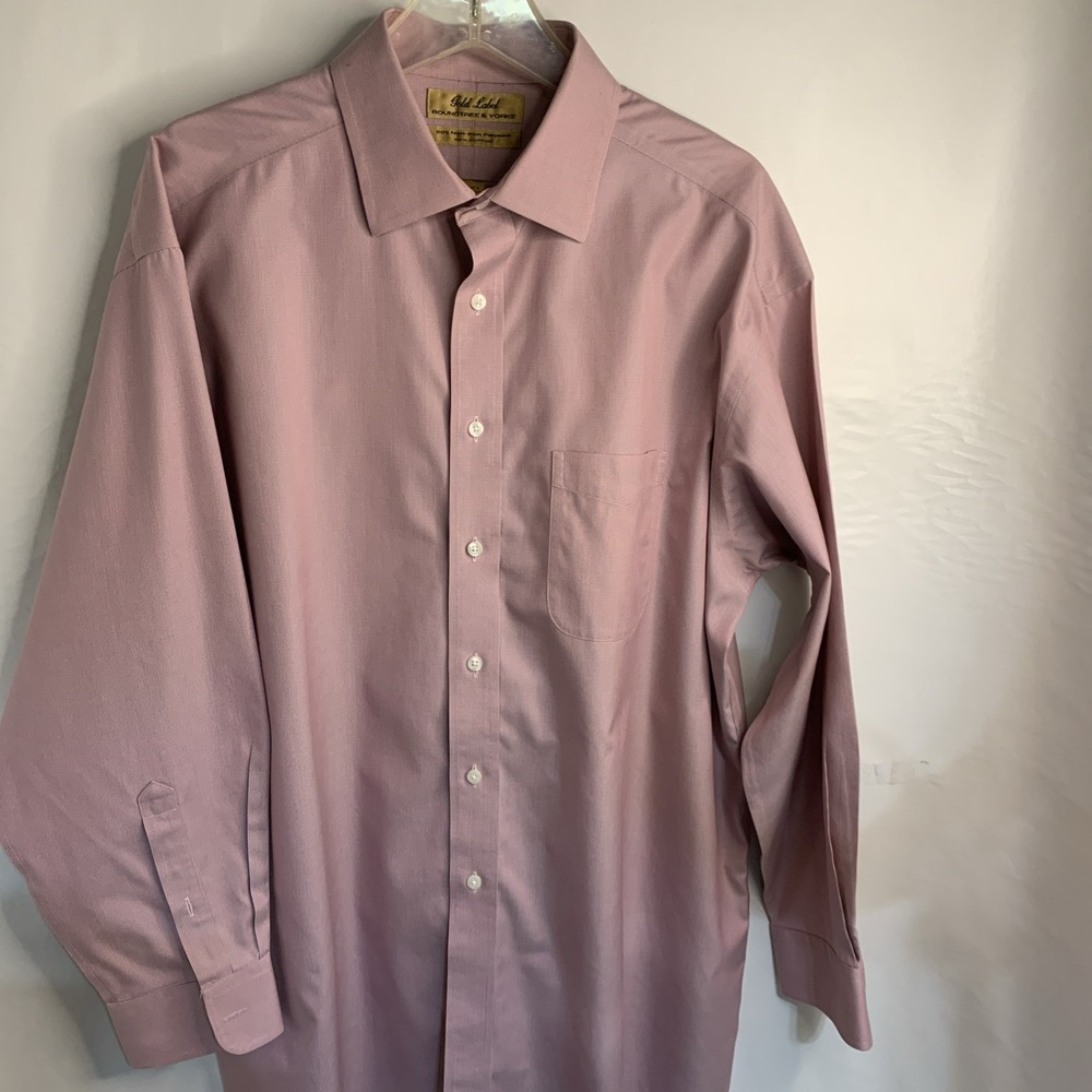 Roundtree & Yorke Gold Label Shirt Button Down LS Red Pin Men's Shirt 16.5 X‎ 33